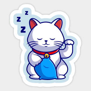 Cute Lucky Cat Sleepy Cartoon Sticker